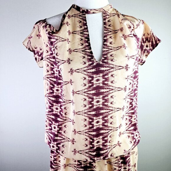 Amanda Uprichard Aztec Style Cold Shoulder Keyhole Chest & Back 100% Silk Dress - Picture 2 of 10
